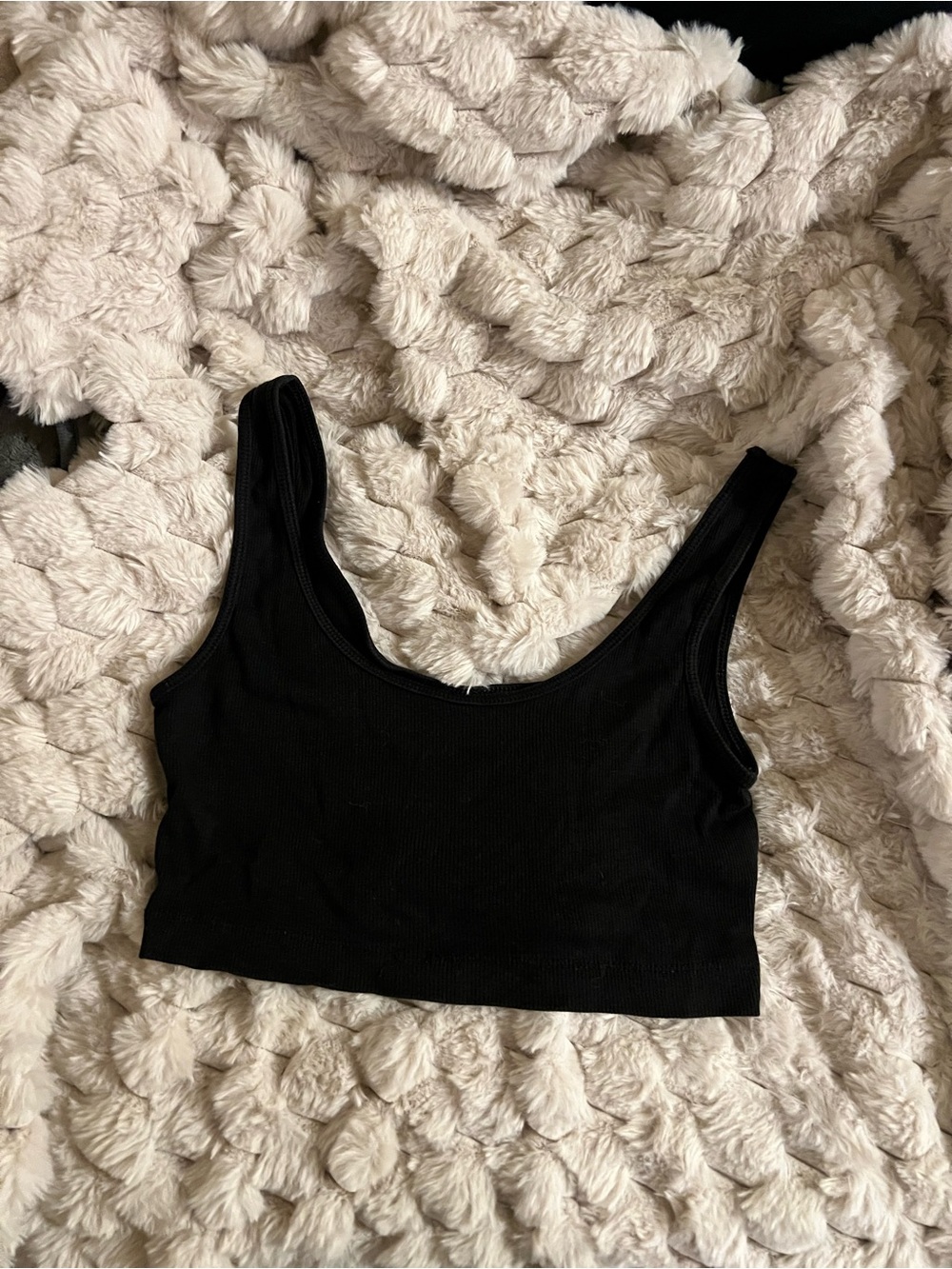H&M Black Ribbed Scoop Crop Tank